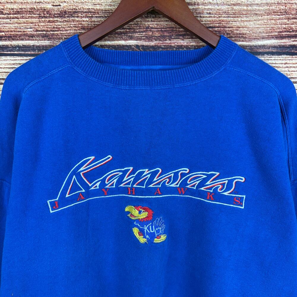 Vintage 1990s University of Kansas Jayhawks Embroidered Crewneck - Picture 3 of 8